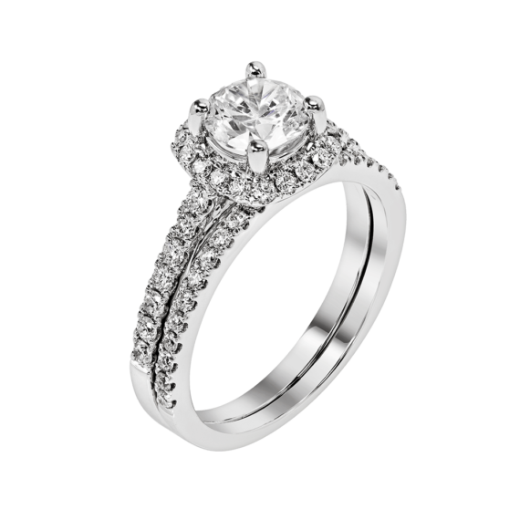 White Gold Band Ring in White Diamond