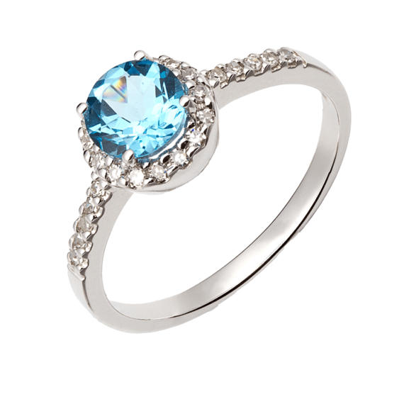 White Gold Ring in Topaz and Diamonds