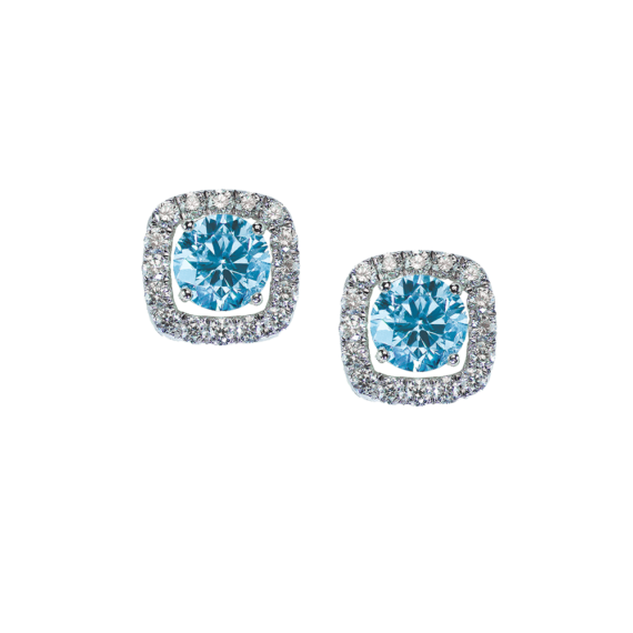 White Gold Ring Earrings in Topaz and Diamond