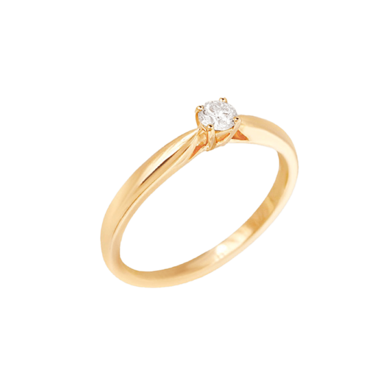 Yellow Gold Engagement Ring in White Diamond