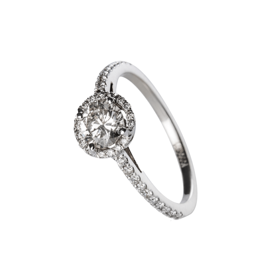 White Gold Engagement Ring in White Diamonds